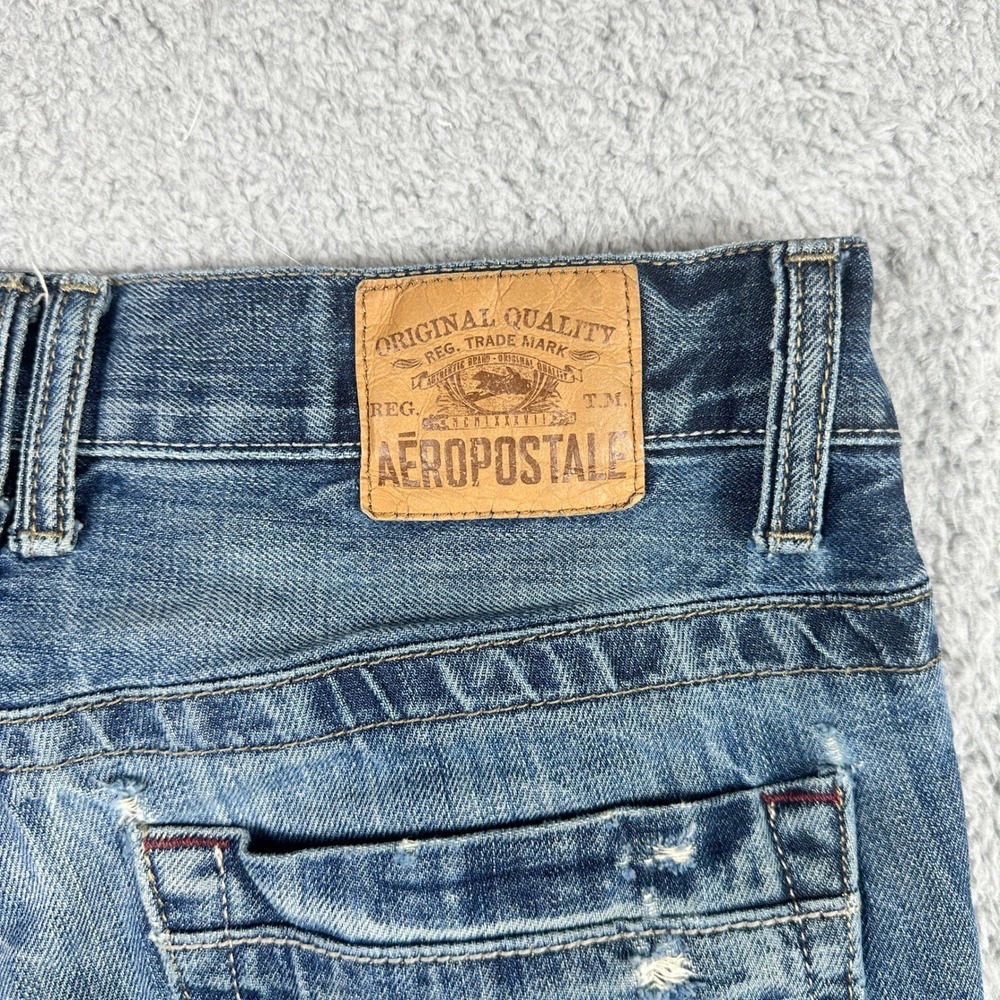 Aeropostale Essex Straight Leg Jeans Mens 30x30 Blue Distressed Ripped Y2K - Picture 6 of 11